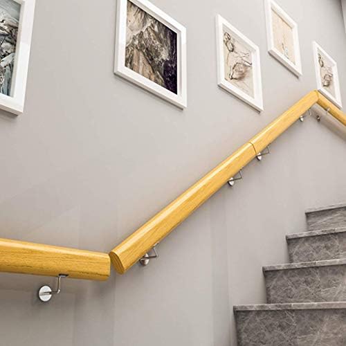 Stainless Steel Bracket Stairs Kit | Non-Slip Wood Railing | Wall-Mounted Safety Door Pull Handle for Indoor/Outdoor Loft & Corridor (30-300CM)