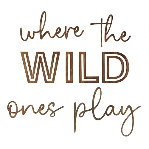 Image of LITTLE SNUGGLEBUGS Playroom Wall Decor - Where The Wild Ones Play Wooden Playroom Wall Sign for Kids Play Room or Toddler Room - Add Charm and Whimsy to your Kids Wall Decor or Jungle Nursery Decor