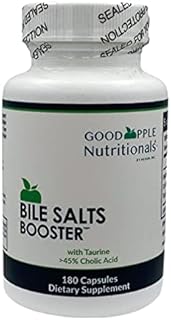 Bile Salts Booster for Gallbladder and No Gallbladder|Aids in Nutrient Absorption including Fat-Soluble Vitamins|Supports Gas & Bloating|Ox Bile Salts & Taurine|180 capsules|110mg|