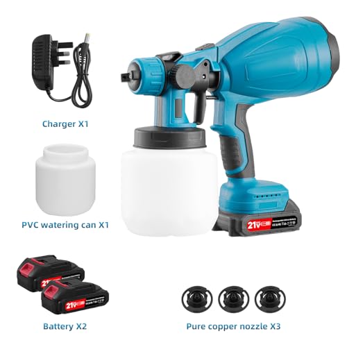 Cordless Paint Sprayer, 800W Electric Fence Paint Sprayer with 2*2.0Ah Batteries&Charger, HVLP Paint Spray Gun Handheld Paint Sprayers with 3 Spray Patterns&800ml Tank for Walls/Ceilings/Fence/Cabinet - Image 8