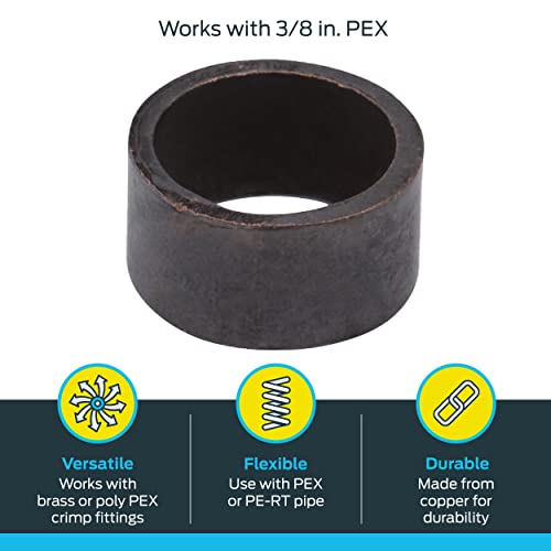 Image of SharkBite 3 /8 Inch Copper Crimp Rings, Pack of 100, PEX Pipe, PE-RT, 23101CP100