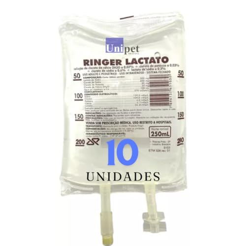 Solução Ringer Lactato 250 mL JP - 10 Unidades - Reposição de Eletrólitos, Hidratação, Solução Estér