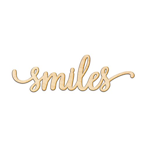 Woodums – Smiles Script Wooden Wall Art Decor, Unfinished Wood