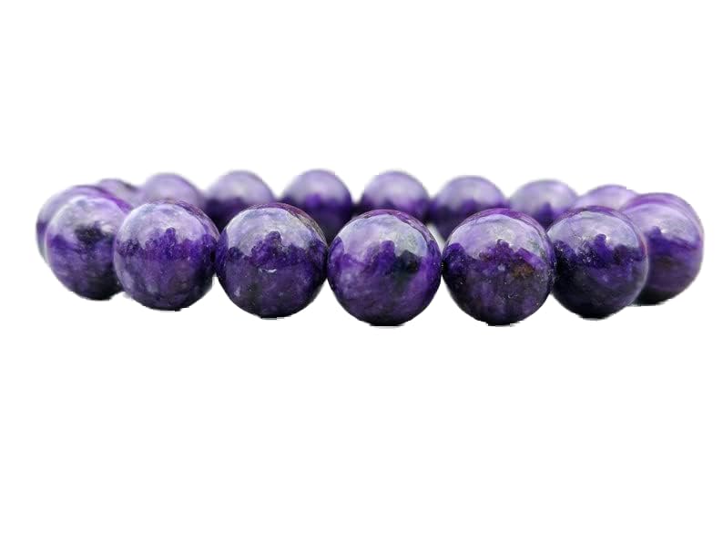 Bracelet de charoite 12mm porte-bonheur à offrir pour homme et femme