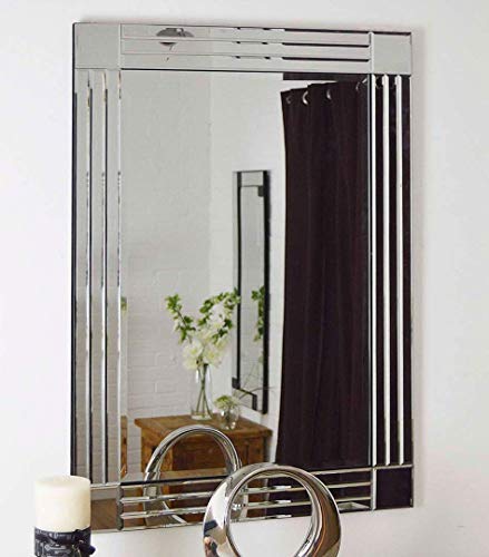 MirrorOutlet Espejo de Pared Veneciano con Borde Biselado, diseño Moderno, 70 cm x 100 cm, Color Plateado