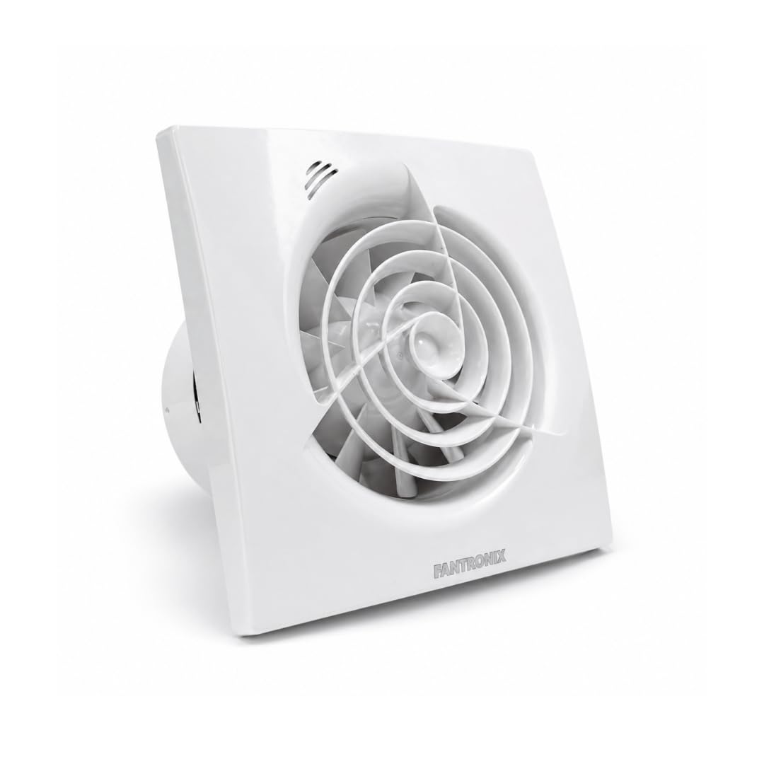 Fantronix White Wispa 100Mm (4”) Bathroom Extractor Fan With Run On Timer, Energy-Efficient Ventilation,