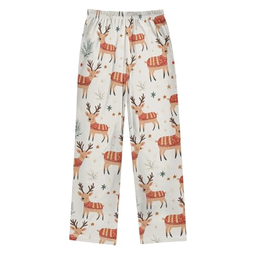 Deer and Stars Boys Pants Boys Athletic Pants Long Pant for Boywith Pockets Wide-Leg Size 6-14Y2