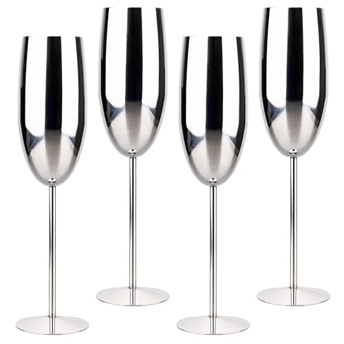 Stainless Steel Champagne Flutes Set of 4