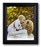 Spiretro 8x10 inch Natural Solid Wood Picture Frame - Country Scoop Wide Molding - Plexiglass - Tabletop or Wall Mounting - Plain Gallery Black
