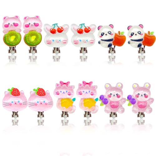 COYUN 6 Paia Orecchini Clip Bambina,Orecchini Pendenti a Clip Colorati,