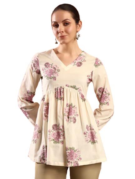 Da Vastraagaar Women's Rayon Floral Print Regular Wear Top Printed Western Tops Short Kurti ? Comfortable Everyday Wear & 3/4 Sleeves-picture-44