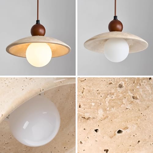Lámpara colgante de travertino amarillo y madera de nogal con conexión G9 para dormitorio 6