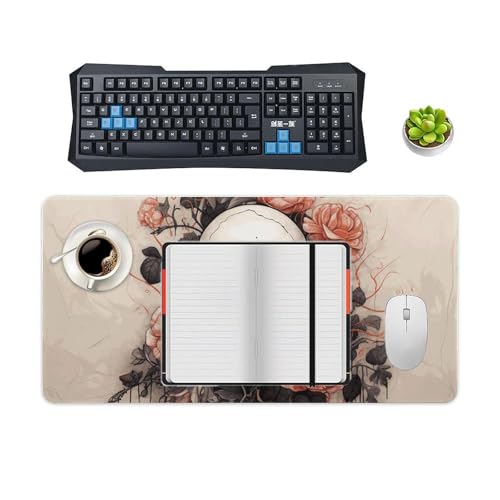 Skull and Flowers Desk Pad Large Protector con Base Antideslizante miniatura 4