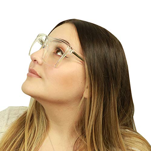 نظارة شمسية عصرية عصرية بتصميم شبه منحرف من شادي في يو كبيرة الحجم ومسطحة للرجال والنساء, إطار شفاف مع عدسة شفافة، XL