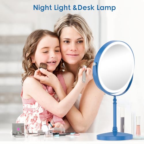 Image of DEIOVWXS Makeup Mirror, Rechargeable Vanity Mirror with 3 Lights, 1X /10X