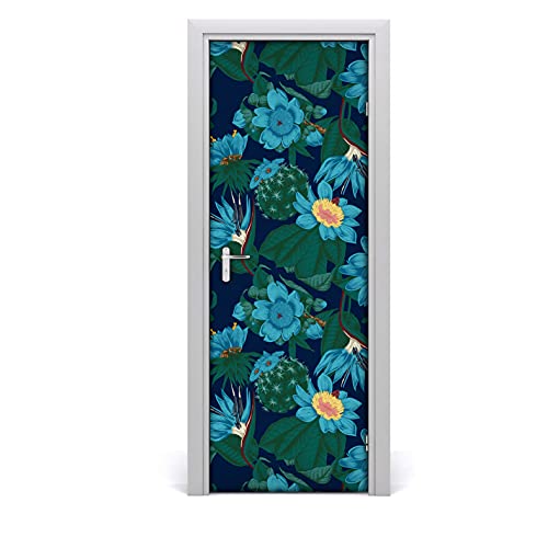 Papier peint sur la porte étiquette imperméable et lavable fleurs - 2