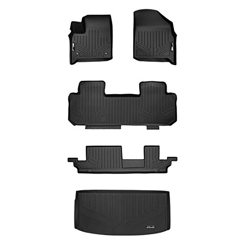 MAXLINER Floor Mats 3 Rows and Cargo Liner Behind 3rd Row Set Black