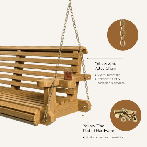 Image of Porchgate Amish Heavy Duty 800 Lb Roll Comfort Treated Porch Swing W /Chains (5 Foot, Birch)