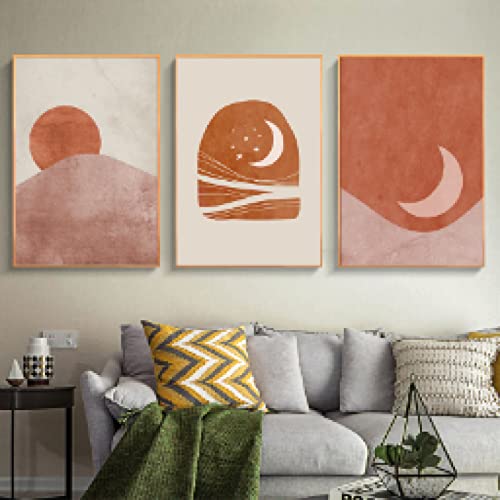 Impression sur toile soleil et lune tableau abstrait paysage déco salon moderne 30x45