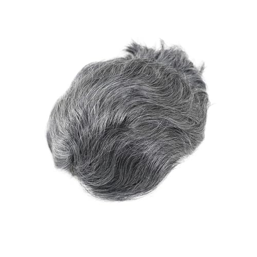 Toupet pour hommes ondulée #1B50 en cheveux humains