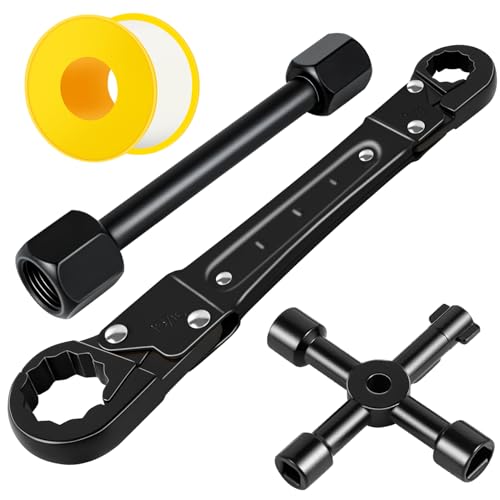 Ponpon Angle Stop Wrench Kit, Plumbing Tools, Angle-on Plumber Wrench for Quick And Hassle-Free Angle Stop And Supply Nut Installations(Black-A)