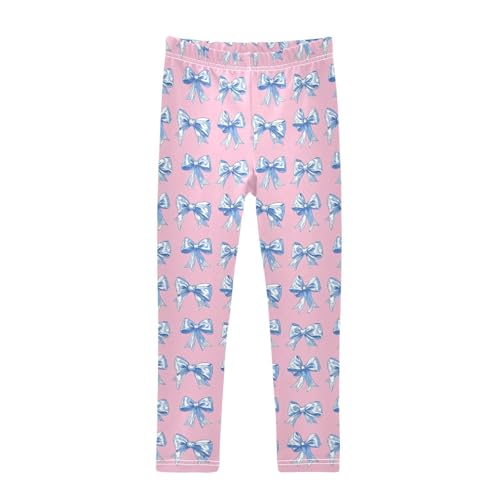 Girls Leggings Blue Bow Pink Soft Toddler Leggings for Girls Kids Pants Size 4T-10T