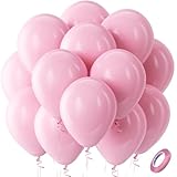 Bezente Pastel Pink Latex Party Balloons -100 Pack 12 inch Round Helium Light Pink Bridal Pink Balloons for Easter Wedding Bridal Shower Gender Reveal Birthday Princess Party Decorations