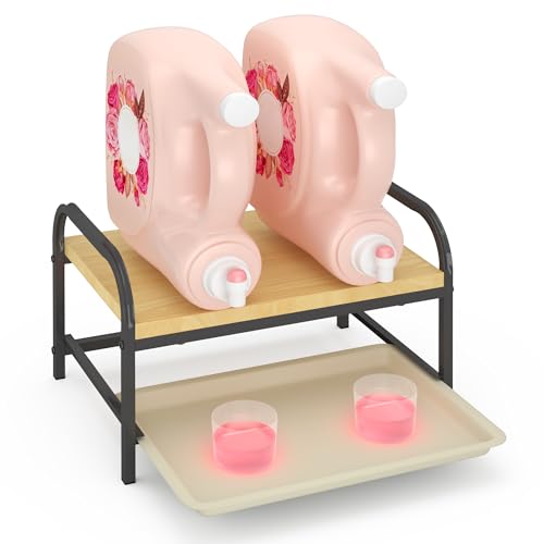 Laundry Detergent Holder & Organizer with Drip Tray Soap Dispenser & Storage Stand for Laundry Room Kitchen Bathroom Black
