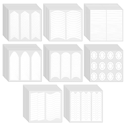 64 Sheets Self-Adhesive French Manicure Strips 8 Shapes French Tip Nail Stickers White Nail Guides Strips Decals for DIY Manicure Art Professional and Home Use