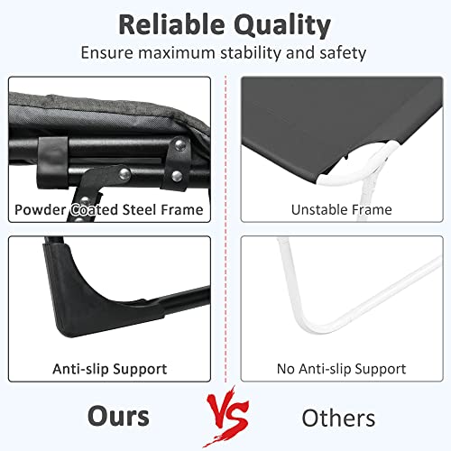 Vilobos Sleeping Cots For Adults Folding Camp Cot Bed With Mattress Camping Cots W/Gear Adjustable Backrest Steel Frame Breathable Fabric, Sleeping Bed For Travel/Office/Home (Dark Grey) #TOP4