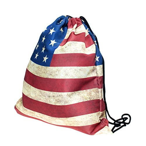 VALICLUD Mochila De Cuerda Estampado De Bandera Americana Bolso Deportivo Multiusos Para Gimnasio Escuela y Compras Resistente y Práctico
