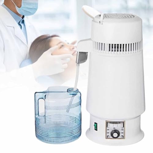 Destilador de agua de 4 l, filtro purificador con interior de acero inoxidable apto para uso alimentario, ideal para hogares, oficinas, laboratorios, hospitales y clínicas dentales