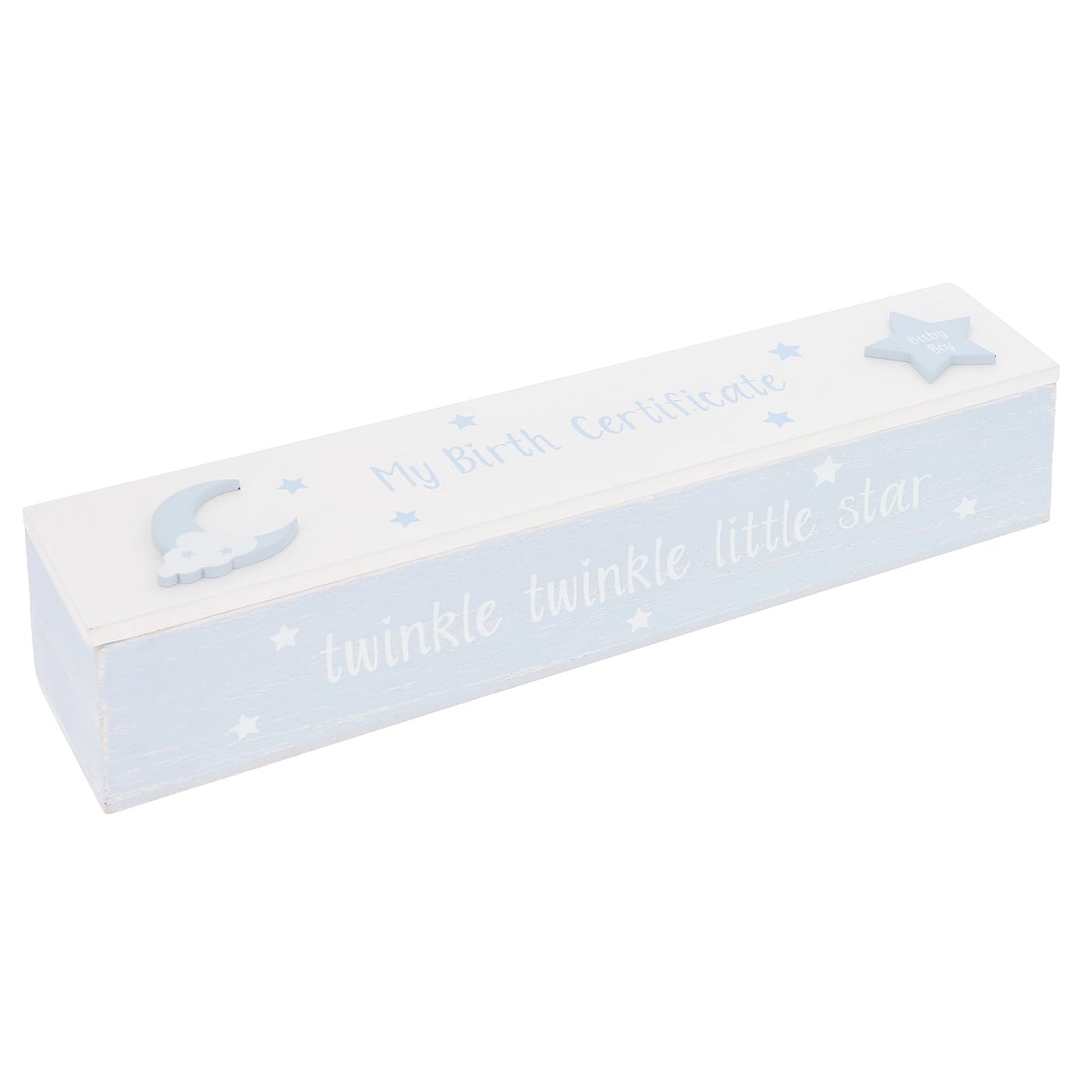 Shudehill Giftware Moonlight Birth Certificate Holder Keepsake - Baby Girl or Boy Newborn (Boy), White