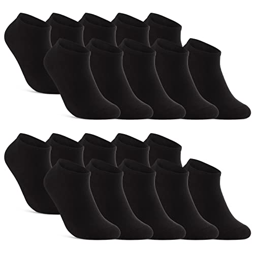 10 | 20 | 30 Paar Sneaker Socken Herren Damen Schwarz Weiß Grau Baumwolle 16900 (20x Schwarz 43-46)