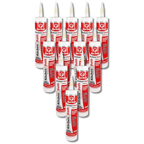 Red Devil 040620 Duraguard Kitchen &amp; Bath Siliconized Acrylic Caulk, 10.1 oz., Biscuit, 12 Pack, Made in USA