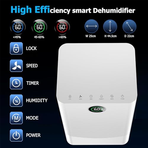 12L/day Dehumidifier with Humidity Sensor & Display - 24-Hour Timer, 3 Dehumidification Modes, Suitable Bedrooms, Office, Basements, Continuous Draining - Upgraded - Valentine's Day gifts - Image 7