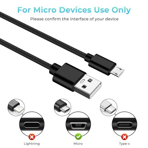 2-Pack 3.3FT Micro USB Cable,Nylon Braided Charging Cable Compatible for PS4 Controller, PS4 Slim/Pro, Xbox One S/X Controller,Razer Gaming Pads, Android Smartphones