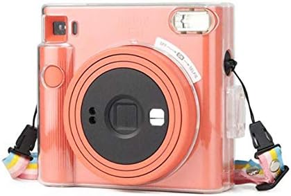Jinshen Protective Case for Instax Square SQ1 Instant Camera, PVC Transparent Case with Adjustable Rainbow Strap
