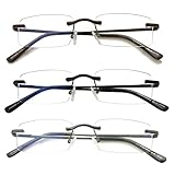 HIYANJN Frameless Reading Glasses Blue Light Blocking Rimless Computer Reader For men Lightweight...