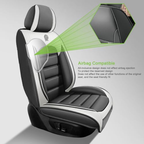 Image of Nappa Leather Seat Covers for Ford Bronco Sport 2021-2024,Car Seat Covers Full Set,Waterproof Seat Protectors Auto Seat Covers,Breathable Nonslip Interior Cover Seats for Cars(White and Gray)