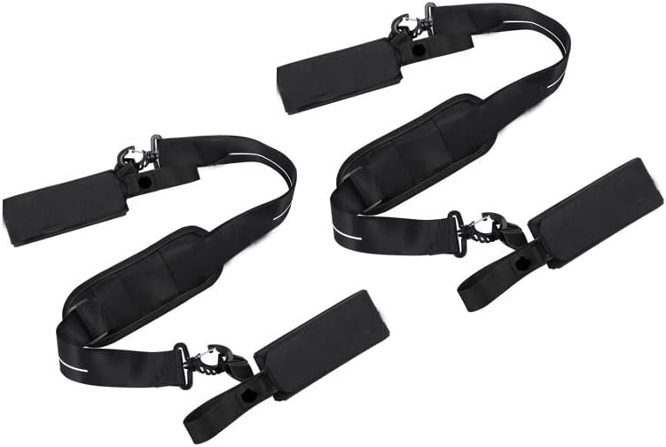 Ski Shoulder Straps and Pole Boot Carrier Black Adjustable Holder Belt – 2 Pack, Storage Bag Included