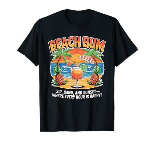 Chemise Beach Bum Tropical Drink Sunset Vibes T-Shirt
