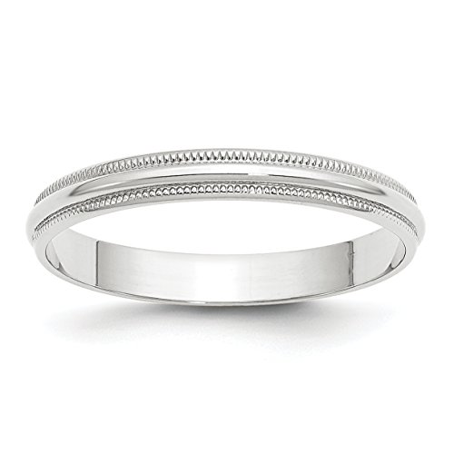 Solid 10k White Gold 3 mm Round Milgrain Wedding Band Ring