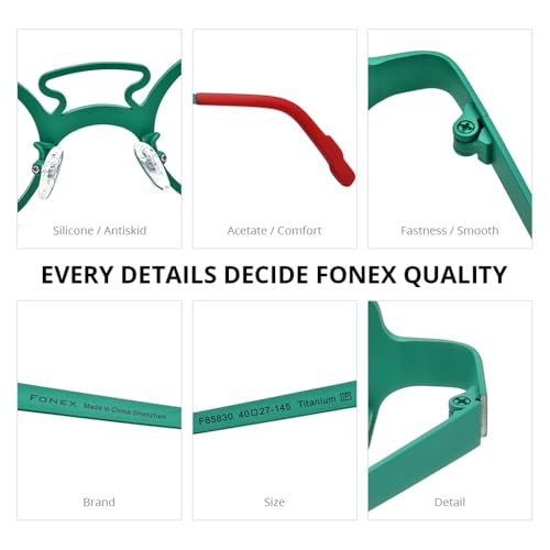 Image of FONEX Colorful Pure Titanium Glasses Frame Women Retro Round Eyeglasses