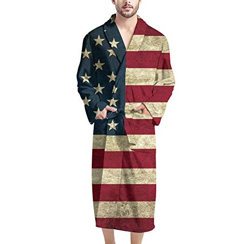 GLENLCWE Butterfly Bathrobe for Men,Long Sleep Wear Spa Robe with Two Pockets,Lightweight and Soft Cozy,Microfiber