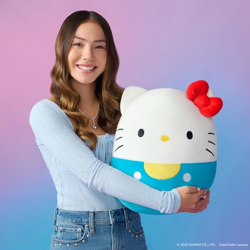 Squishmallows Original Sanrio 14in Hello Kitty in Blue Overalls – Official Jazwares Plush (Large) - image 2