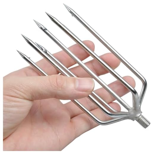 Cyfie Fishing Harpoon, 5-Prong 7-Prong Stainless Steel Fishing Gig Gaff Hook with 8mm Screw, for Hunting Fish Frog in Pond River Lake etc. Capable for Fishing Pole (7 Prong with 8mm Screw)