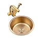 Zlewozmywaki kuchenne Łazienka Zlew ze stali nierdzewnej Okrągły Złoty Zlew Domowy Podblatowy Wbudowany Pojedynczy Zlew Z Kranem + Dozownik Mydła (Kolor: Złoty, Rozmiar: 32 * 32 cm) (Złoto 32 *