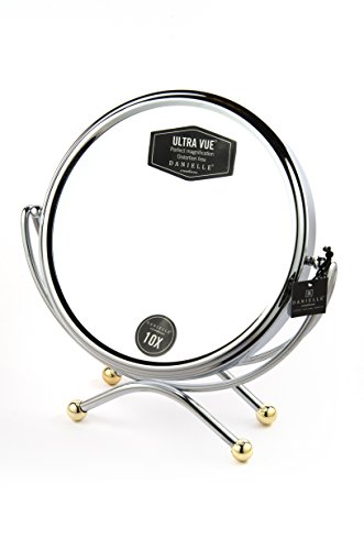 Miroir de table Danielle grossissant x10 finition chrome or luxe 20cm - 4
