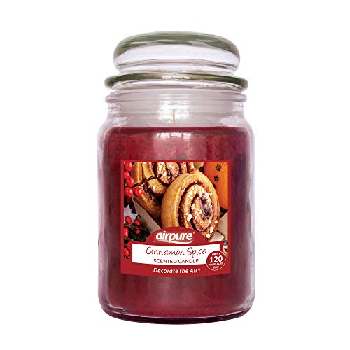 AIRPURE Large Candle Scented Cinnamon Fragrance 18oz Jar 120 Hour Ornamental Candles Fill The Room with a Warm and Homey Fragrance for The Bedroom Bathroom Family Room or Office